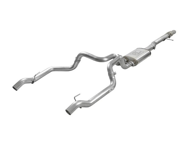aFe Power Vulcan Series 4" to Dual 3" 304 Stainless Steel Cat-Back Exhaust System, Dual Polished Tips :: 2019-2021 Silverado 1500 V8-6.2L