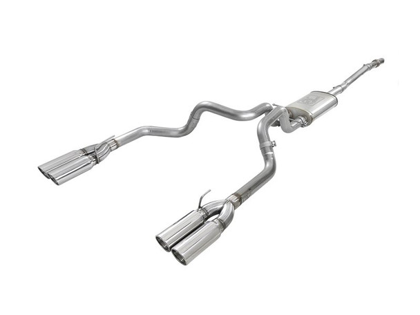 aFe Power Vulcan Series 3" to Dual 3" 304 Stainless Steel Cat-Back Exhaust System, Polished Tips :: 2019-2021 Silverado 1500 V8-5.3L