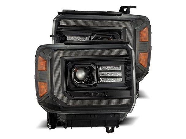 Alpharex GMC Sierra 1500 LUXX Series LED Projector Headlights in Alpha Black