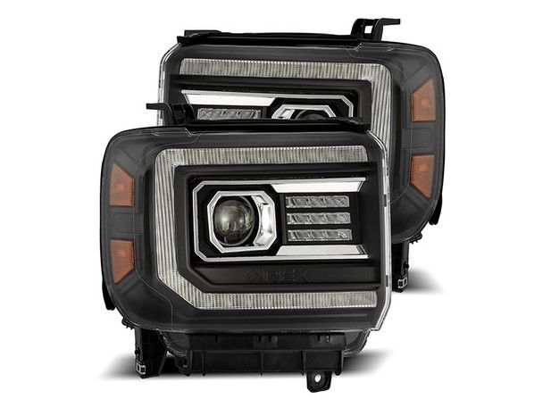 Alpharex GMC Sierra 1500 LUXX Series LED Projector Headlights in Black