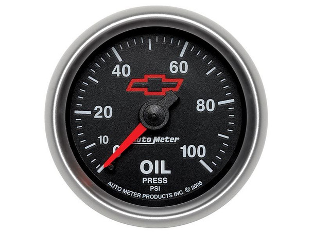 AutoMeter Oil Pressure Gauge, Red Bowtie, 2 1/16", 0-100psi