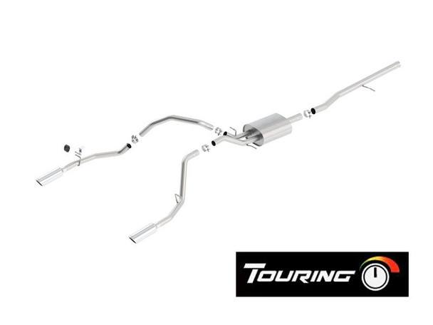 Borla 2.75" Touring Cat-Back Single Exhaust System with Dual Rear Exit, 4" Chrome Tips :: 2014-2019 Silverado 1500 5.3L V8
