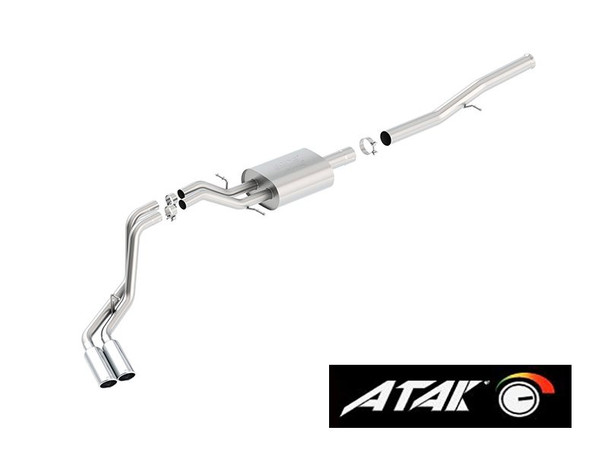 Borla 3.5" ATAK Cat-Back Single Exhaust System w/ Single Side Exit, 4" Dual Chrome Long Tips :: 2014-2018 Silverado 1500 6.2L