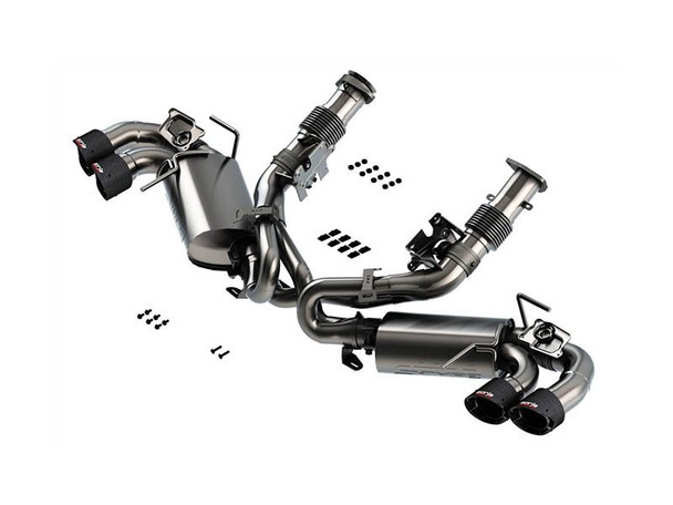 Borla C8 Corvette S-Type Cat-Back Exhaust System, 4" Quad Carbon Fiber Angled Tips, w/ AFM and NPP Valves