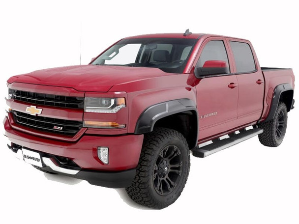 Bushwacker Extend-A-Fender Style Fender Flares, Front and Rear, Unpainted :: 2014-2018 Silverado 1500 w/ 5'9" Fleetside Bed