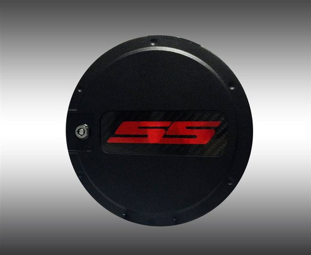 "SS" Locking Fuel Door (Red Logo) :: Fits all 2010-2015 Camaro models