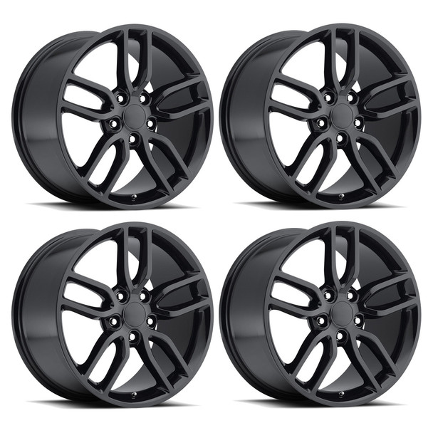 Factory Reproductions FR 26 Z51 Replica Wheels, Gloss Black, 19x8.5 & 20x10 :: 2014-2019 C7 Corvette Stingray