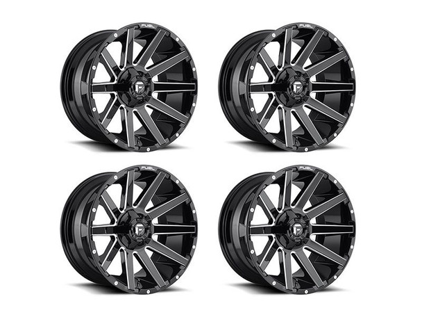 Fuel Off-Road Silverado 1500 D615 Contra Wheel Set, 22x12" -43mm, Gloss Black Milled