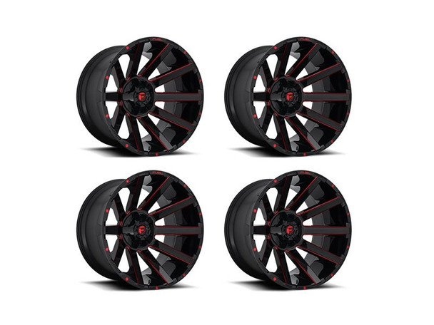 Fuel Off-Road Silverado 1500 D643 Contra Wheel Set, 24x12" -44mm, Gloss Black w/ Red Tint
