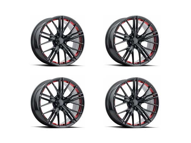 OE Creations Camaro PR194 2017 ZL1 Replica Wheel Set, 20x9" and 20x10" in Gloss Black Red Machined