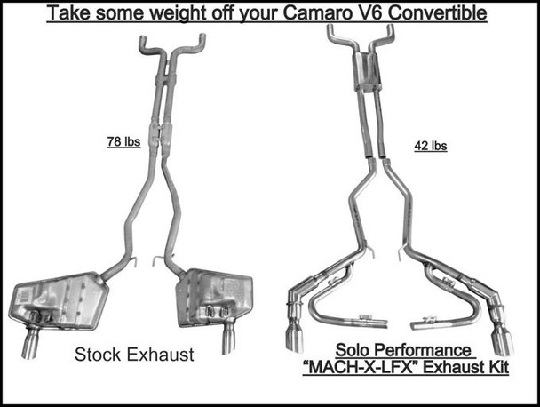 Camaro V6 Convertible Cat Back Exhaust Kit Mach-X-LFX By Solo Performance 2012-2015