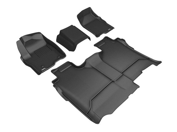 3D MAXpider Kagu All-Weather Floor Liners, Front and Rear, Black :: 2019-2023 Silverado - GMC Sierra 1500 Crew Cab w/ 6 Seats