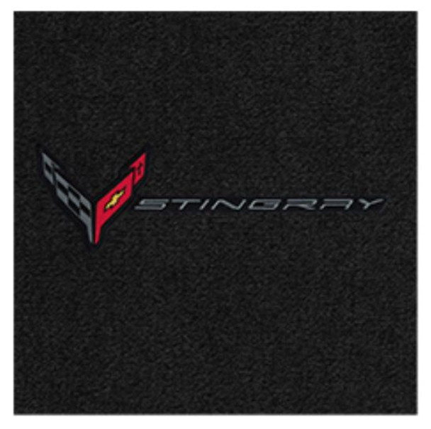 Lloyd 2pc Ultimat Floor Mat, Black w/ Black C8 Corvette Flag Logo & "Stingray" :: 2020-2023 C8 Corvette