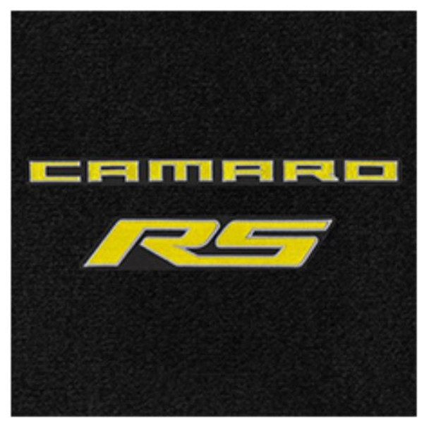 Lloyd 4pc Ultimat Front Floor Mats, Black Mats w/ Yellow Camaro RS Logo :: 2010-2015 Camaro