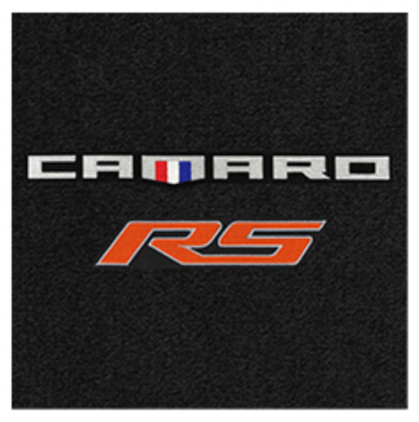 Lloyd Ultimat Trunk Mat, Black Mat w/ Orange Camaro RS Logo :: 2016-2023 Camaro Coupe