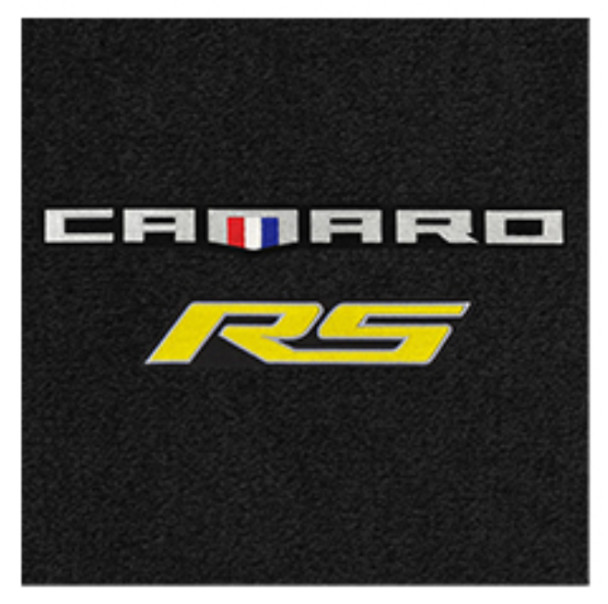 Lloyd Ultimat Trunk Mat, Black Mat w/ Yellow Camaro RS Logo :: 2016-2023 Camaro Coupe