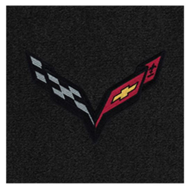 Lloyd Ultimat Trunk Mat,  Black w/ Black C7 Corvette Flag Logo :: 2014-2019 C7 Corvette