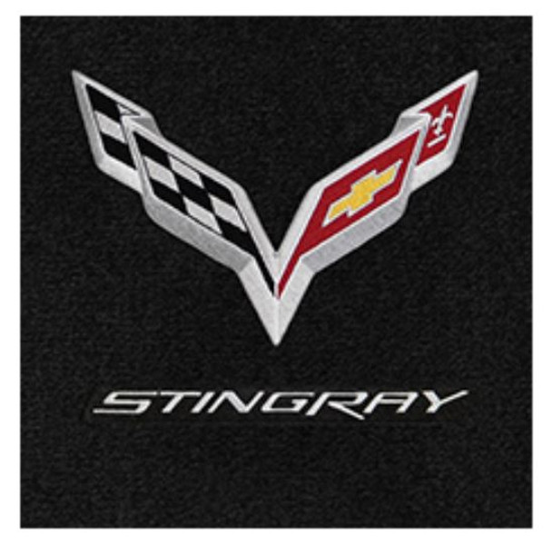 Lloyd Ultimat Trunk Mat,  Black w/ Silver C7 Corvette Flag and "Stingray" Logo :: 2014-2019 C7 Corvette