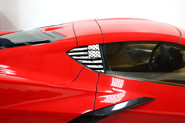 Phastek Distressed American Flag Side Panel Decal, Various Colors :: 2020-2023 C8 Corvette Coupe