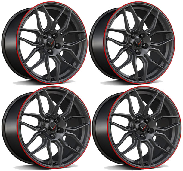 GM Forged Aluminum Spider-Design Wheels, Satin Graphite, 20x10 & 21x13 :: 2023-2024 C8 Corvette Z06