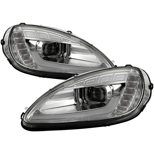 Spyder Apex Series Sequential Headlights, Clear Lens and Chrome Housing ::  2005-2013 Corvette