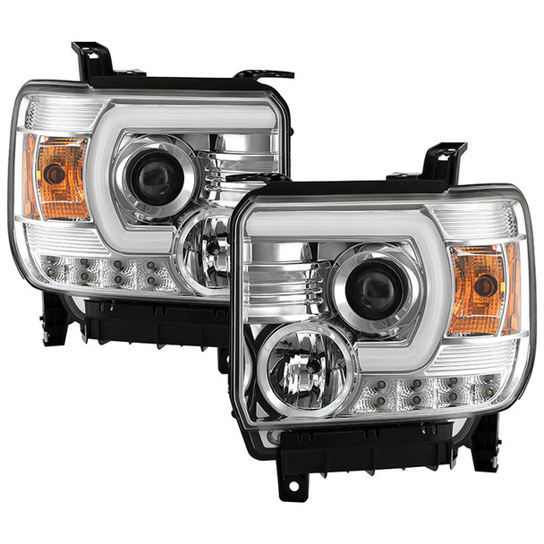 Spyder Signature Series Projector Headlights w/ Factory Daytime Running Lights, Chrome :: 2014-2018 GMC Sierra 1500, 2500HD & 3500HD