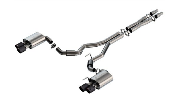 Borla 3" S-Type Cat-Back Exhaust System w/ 4" Quad Carbon Fiber Tips  ::  2024 Ford Mustang GT  w/ Non-Active Exhaust