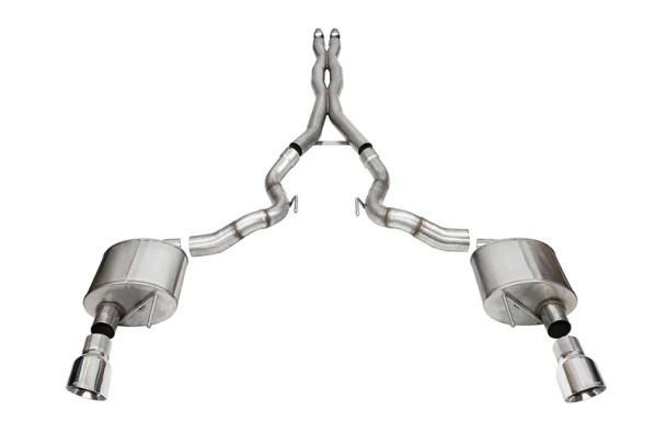 Corsa 3" Xtreme Cat-Back Exhaust w/ 4.5" Dual Polished Tips :: 2024 Ford Mustang GT Convertible w/ Non-Active Exhaust