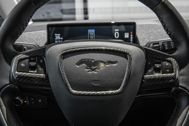 EOS Steering Wheel Center Cover Trim, Carbon Fiber :: 2021-2024 Ford Mustang Mach-E