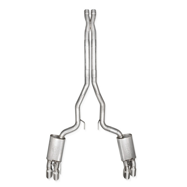 Stainless Works 3" Redline Cat-Back Exhaust w/ X-Pipe & Quad Tips, Factory Connect :: 2024-2025 Mustang GT & Dark Horse w/ Active Exhaust