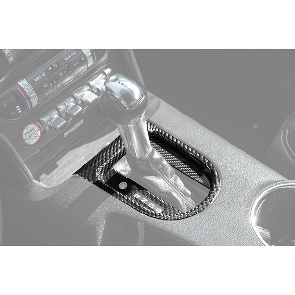 EOS Gear Shift Panel Cover, Carbon Fiber :: 2015-2023 Automatic Ford Mustang