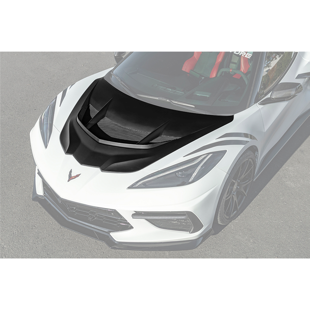 C8 Corvette ZR1-Style Vented Hood, Matte Black :: 2020-2026 Corvette