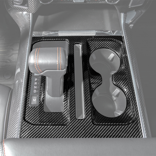 Ford F-150 Center Console Shifter Panel Cover, Carbon Fiber :: 2021-2026 Ford F-150