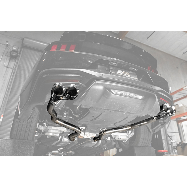 S650 Mustang Muffler Delete Axle-Back Exhaust w/ 3" Quad Polished Tips :: 2024-2026 Ford Mustang GT