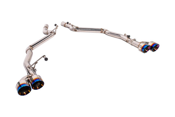 S650 Mustang Muffler Delete Axle-Back Exhaust w/ 3" Quad Burnt Tips :: 2024-2026 Ford Mustang GT