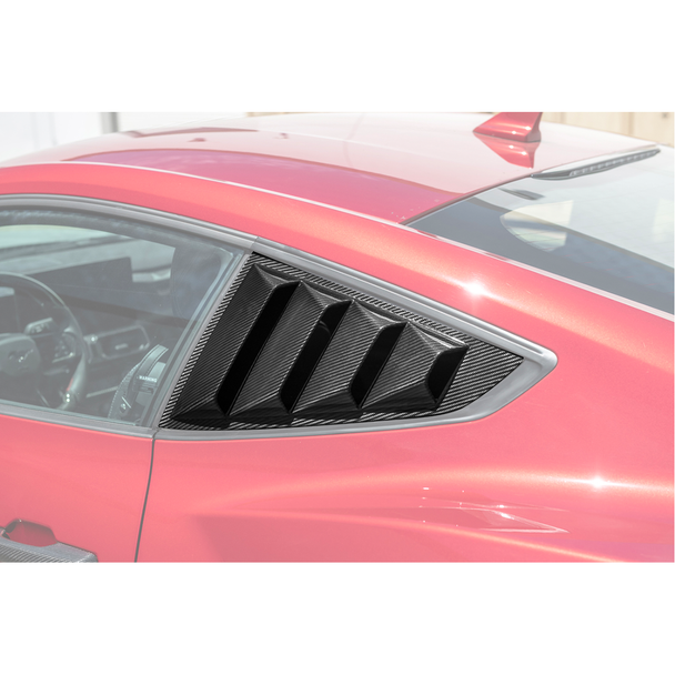 S650 Mustang Quarter Window Louvers, Carbon Fiber :: 2024-2026 Ford Mustang