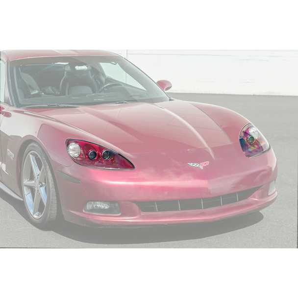C6 Corvette HID Headlights, Crystal Red Housing w/ Clear Lens :: 2005-2013 C6 Corvette