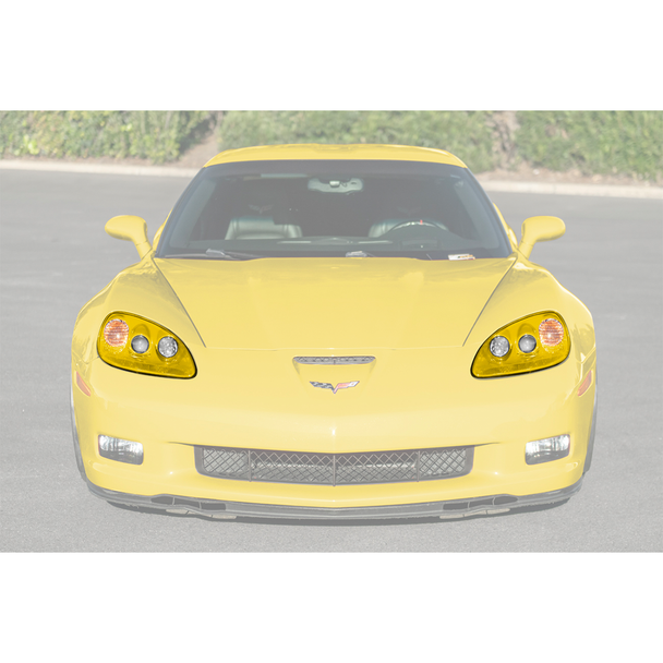 C6 Corvette HID Headlights, Velocity Yellow Housing w/ Clear Lens :: 2005-2013 C6 Corvette