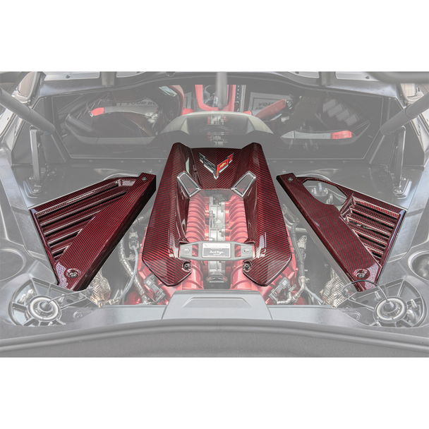 C8 Corvette Engine & Bay Panel Covers, Red Carbon Fiber :: 2020-2026 C8 Corvette Stingray & Z51