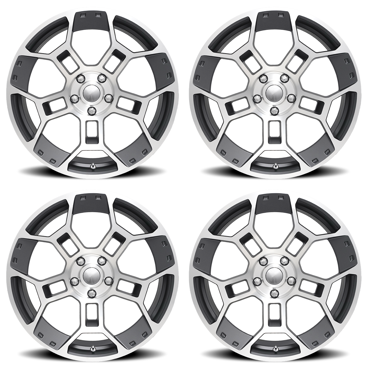 ムーンフェイスリング FR 701F GT-D Replica Wheel Set, Satin Gunmetal Machine Face, 19x10