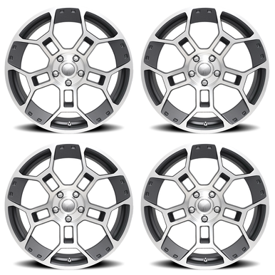 FR 701F GT-D Replica Wheel Set, Satin Gunmetal Machine Face, 19x10