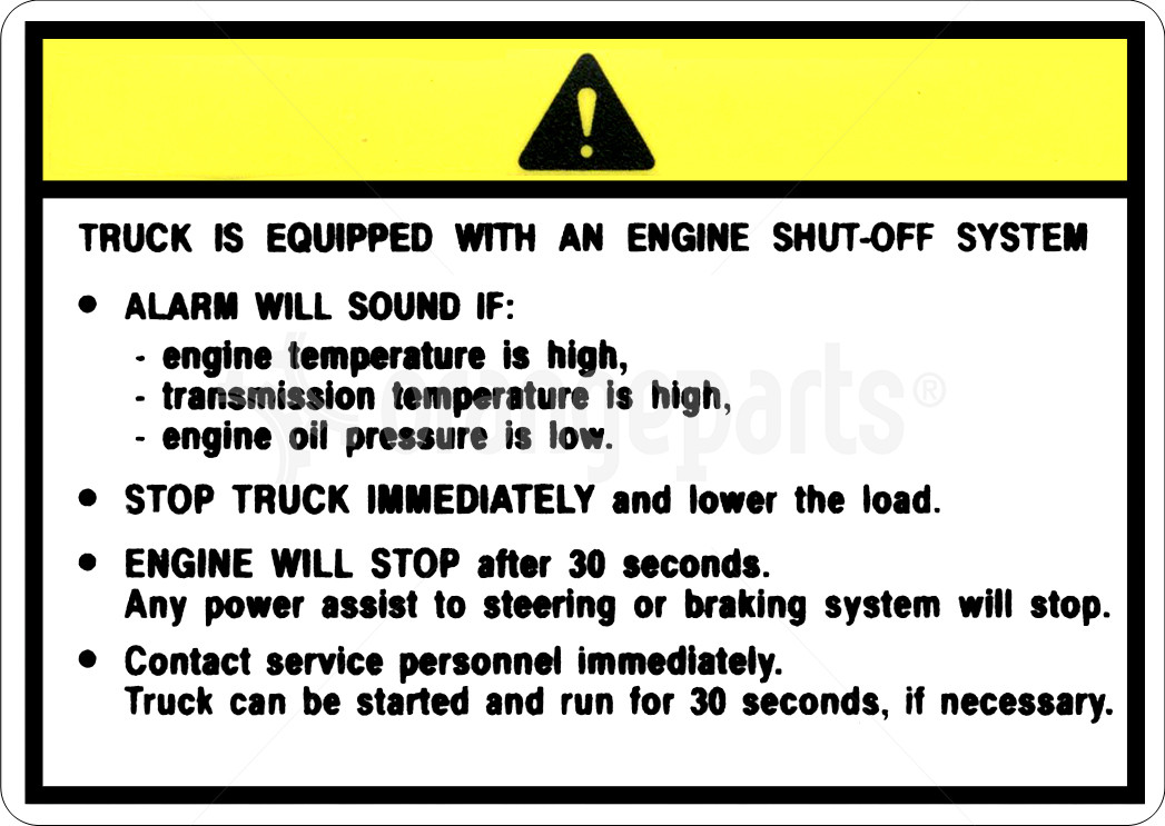 HYSTER 2038100 LABEL (DRIVE TRAIN PROTECTION)