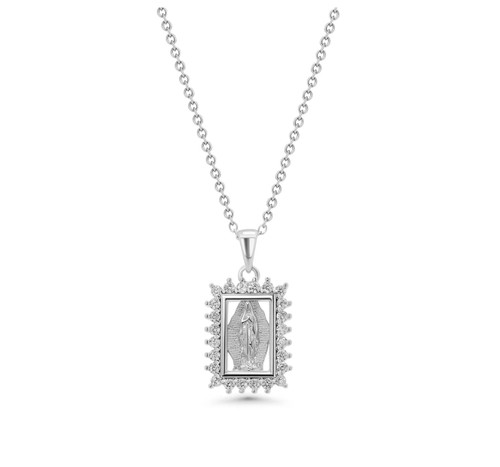 .925 sterling silver square virgen mary w/ a thin chain