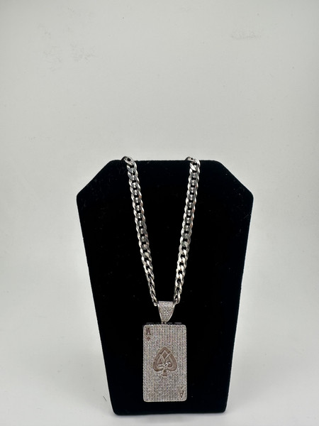 .925 Sterling Silver 5mm curb chain/ ace