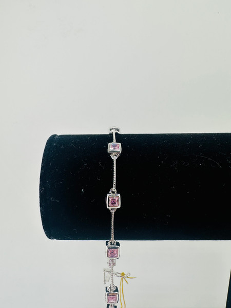 .925 square pink bracelet