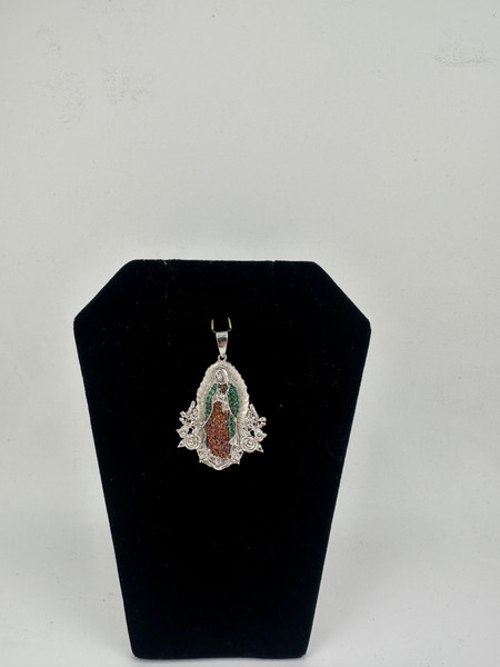 .925 sterling silver virgen mary with roses