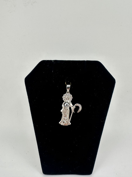 .925 sterling silver santa muerte with owl