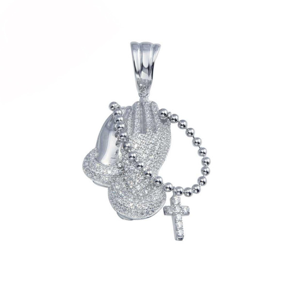 925 Sterling Silver CZ Prayer Hand