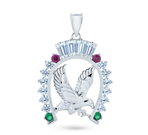 925 Sterling Silver CZ Horse Shoe Eagle