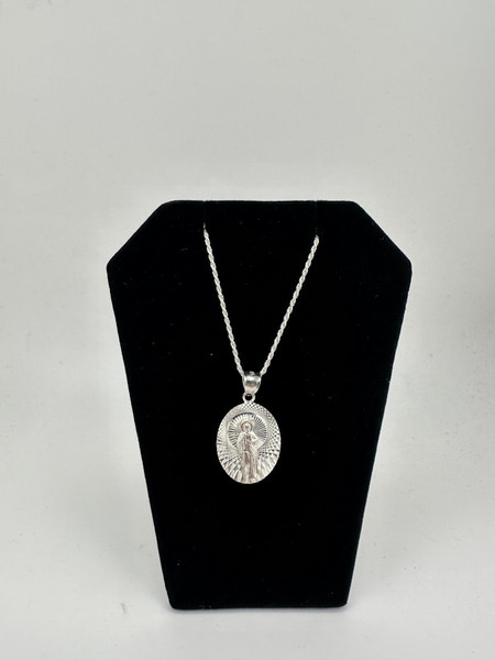 .925 sterling silver san judas new w/ 1.5 mm rope chain